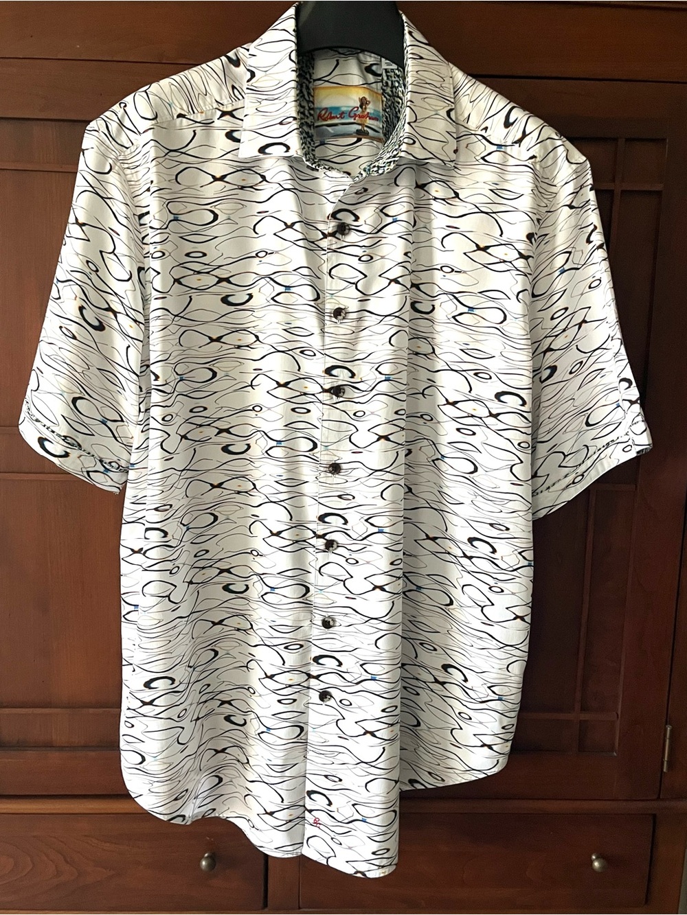 Robert Graham Swirl Print Short Sleeve Shirt 1XL-Big
